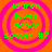 Four identical circular icons with orange backgrounds and pink concentric rings, each displaying green text reading 'lauren loves dance soccer #7'.