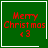 Green square icon with red pixelated text 'Merry Christmas' and '<3', featuring a white heart symbol in the top-right corner of one frame.