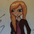 Pixelated cartoon character with long orange hair, dark jacket, and purple shirt, shown in three sequential poses with slight head and eye movement.