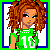 Pixel art contact sheet of a female character in green crop top and blue jeans with multiple views including full-body, torso, legs, close-up face, text labels "Brandy's" and "single", pink stars, and visible animation frames showing pose variations.