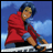 A pixelated anime-style character in a red jacket and blue hair sits on a white railing against a blue sky background, with "Anime IM" text on the right side of the contact sheet.