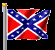 A Confederate battle flag on a pole with red, white, and blue colors; the flag's position shifts across frames.