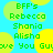 Pixelated green text on cyan background with yellow-green circular shapes, repeating names and phrases in a pattern