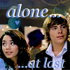 A four- shows two people in a dimly lit setting with text overlays reading 'alone...' and '...at last' across the