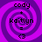 Four identical purple spiral backgrounds with black text reading 'cody + kaitlyn = <3' arranged in a
