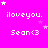 A bright pink background displays repeated text "iloveyou." and "Sean<3" with scattered white stars, some of which shift position across frames.