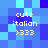 Pixelated blue background with repeated text and symbols in light yellow, arranged in four identical quadrants