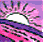 Four pixelated show sun and moon icons with colored backgrounds: pink-purple sunset, yellow-orange sunrise, blue night sky with crescent moon, and empty gray