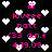 Black background with white pixelated hearts and pink text reading 'loveee natt (33 a.n.f 4.19.09 iii' scattered across the frame.