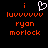 Pixelated orange text and a white heart symbol on black background, with two identical side-by-side layouts showing 'luuuuuuuu', 'ryan', and 'morlock' in lowercase.