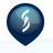 Circular blue gradient icon with white stylized 'S' symbol centered on a light background.