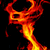 A pixelated flame icon with orange and red hues on a black background, featuring a stylized design with a central vertical flame and branching elements.