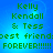 Pixelated green text on blue gradient background reads 'Kelly Kendall & Tess best frienddoest friend FOREVER!!!!!' in four identical