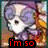 Animated pixel art of a character with purple hair and large eyes, displaying text that reads 'i'm so cute look at me i am so much more cuter than tumbledore'