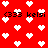 Red background with white pixelated hearts and repeated black text '333 kelsi' in a pattern