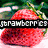 A strawberry image with text overlays showing 'strawberries' and 'the taste of summer' in different styles.