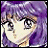 Pixelated anime-style character with purple hair and large eyes, next to black background with white text reading 'Anime IM' and 'c0m'