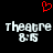 Red pixelated heart symbol above two identical white text blocks reading 'Theatre 8:15' on black background.