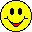 A 5x5 contact sheet of yellow smiley face icons with red mouths and black eyes, arranged in a grid on a gray background showing multiple animation frames with varying eye expressions.
