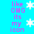 Pixelated text and snowflakes on a bright blue background with animated white star-shaped elements.