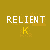 A 3x2 contact sheet of four pixelated faces against a yellow background with "RELIENT K" text in the top-left corner, showing different individuals from what appears to be an animated icon sequence.