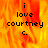 Pixelated text 'i love courtney c.' on a fiery orange-yellow background with visible animation changes across frames.
