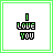 A 4x3 contact sheet of a pixel art animation showing the phrase "I LOVE YOU" with green heart symbols appearing and disappearing across frames.