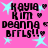 A static image with a bright pink background featuring repeated text and light blue star shapes.