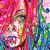 Pixelated image of a person with light skin tone, dark hair, and visible facial features including eyes, nose, and mouth, set against a colorful abstract background.