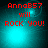 Red pixelated text "AnnoB57 will ROCK YOU!" on a teal gradient background with a bright light effect.