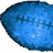 Blue football with visible stitching on white background, surrounded by orange text and dotted lines.