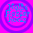 Four identical circular icons with purple rings on a bright pink background, each containing blue text reading "Hollie Fosier Rocks" in a stylized font.