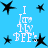 Blue background with black star shapes and white text reading "I Luv U BEE's" arranged in a pattern