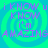 A static image with a green and blue spiral background and purple text reading "i KNOW u i KNOW u KNOW i'm AMAZING AMAZING" arranged in a pattern