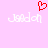 A static pixel art image with a light pink background, featuring a red pixelated heart above two identical white pixelated text elements.