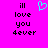 Pixelated text 'i'll love you 4ever' in black on bright pink background with cyan heart symbol above.