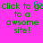 Pixelated green text on bright pink background reads 'Click to be Click to go to a awsome site!' with blue cursor-like shape over 'be'.