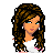 Pixel art contact sheet showing multiple frames of a female character with brown curly hair, pink and white crop top, light blue jeans, and pink boots with white fur trim, each labeled "Hottie" in pink text below.