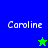 Four display the name 'Caroline' with star symbols on blue, green, and teal backgrounds