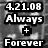 Black-and-white pixelated text displays '4.21.08 Always + Forever' on left and 'i love you so much' on right against a blurred background.