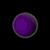 Six purple spheres with green halos arranged in two on a black background, showing animation progression from faint to bright glow