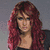 A three- image shows a person with long red hair wearing a black dress and layered necklaces, with partial text below