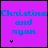 Four purple square display text variations with blue and black lettering, each containing "Christine and nyan" in different color combinations