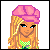 Pixel art contact sheet showing a female character's head, torso with handbag, legs in white pants, and text "tropical beauty" across two frames.