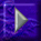 Two side-by-side frames of a pixelated animation showing a silver triangular shape rotating against a purple gradient background.