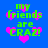 Blue background with green text 'my friends are CRAZ!' and pink pixelated hearts scattered throughout the image.