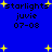 Blue background with yellow stars and black text reading 'starlights juvie 07-03' in pixelated font.