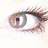 Pixelated eye with light brown iris and white sclera on left; bright pink heart outline with black border on right.