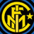 Yellow stylized 'FC' and 'MI' letters form a circular emblem with blue outer ring on black background, featuring one yellow star.