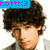 Pixelated image of a person with dark curly hair and light skin, featuring a blue speech bubble containing pink text 'hott!<(3)' above the head.